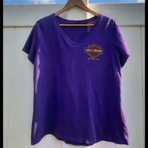 Harley-Davidson Geneva Switzerland V-Neck T-Shirt | Short Sleeves | Purple | XL